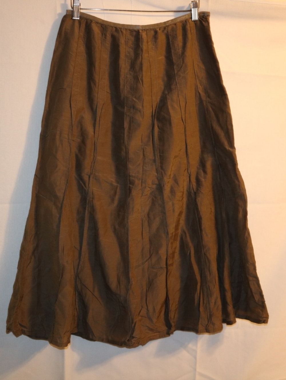 Nic + Zoe SILK A-line Pleated Skirt Women  Brown  Midi Size 10 - Picture 4 of 9